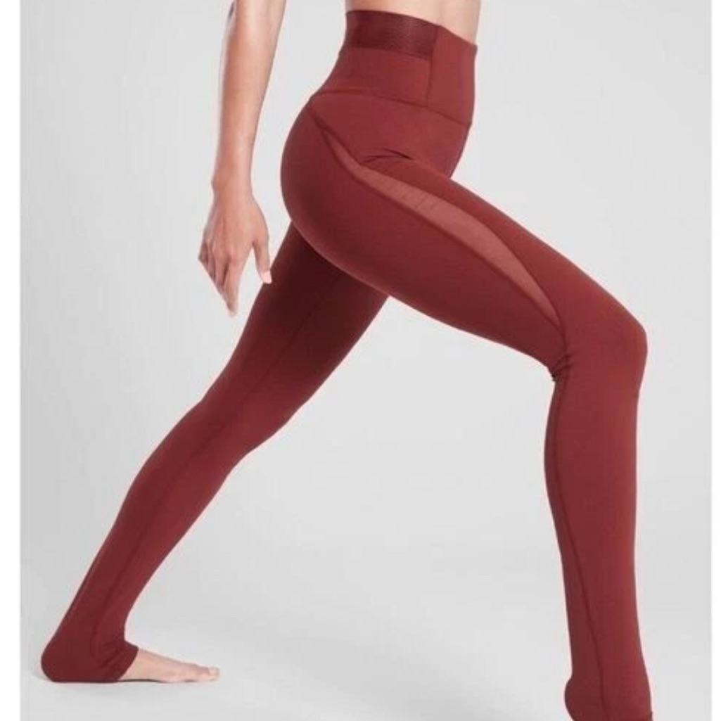 Athleta Aura Heel Tight Legging In Powervita In Maple Red Mesh Size Xs